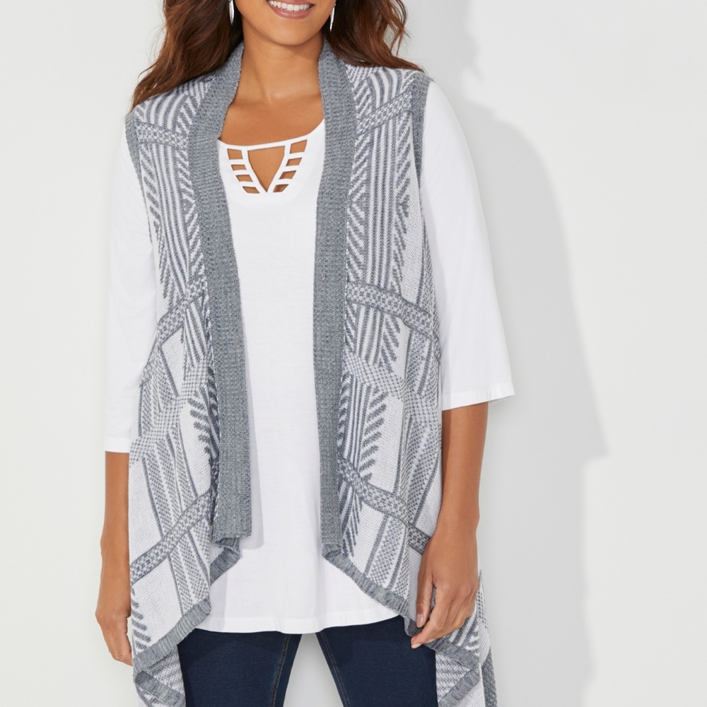 NWOT Fair Isle Cascade-Front Sweater Vest